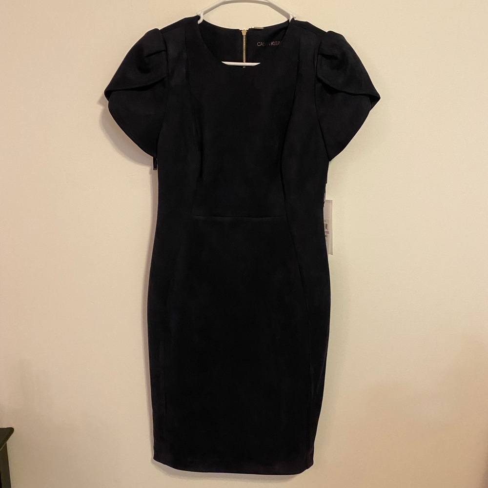Navy Calvin Klein Suede Dress